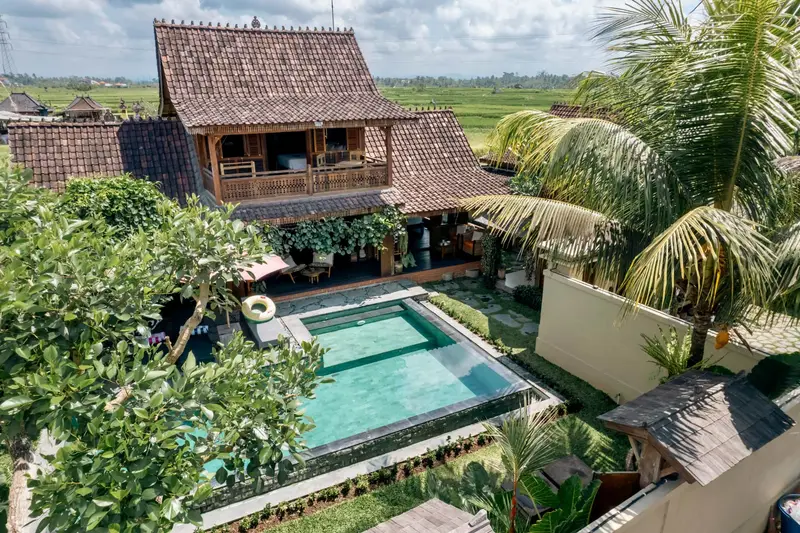 Rumah Elfi: house and pool from above