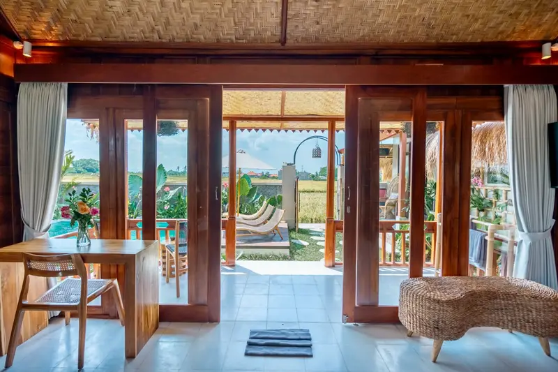 Joglo Hati: view from the Arak bedroom through the open doors