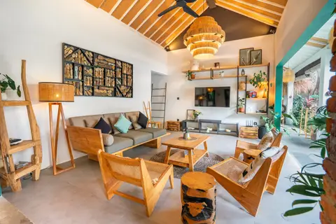 Villa Mint Satu: living room with wooden furniture