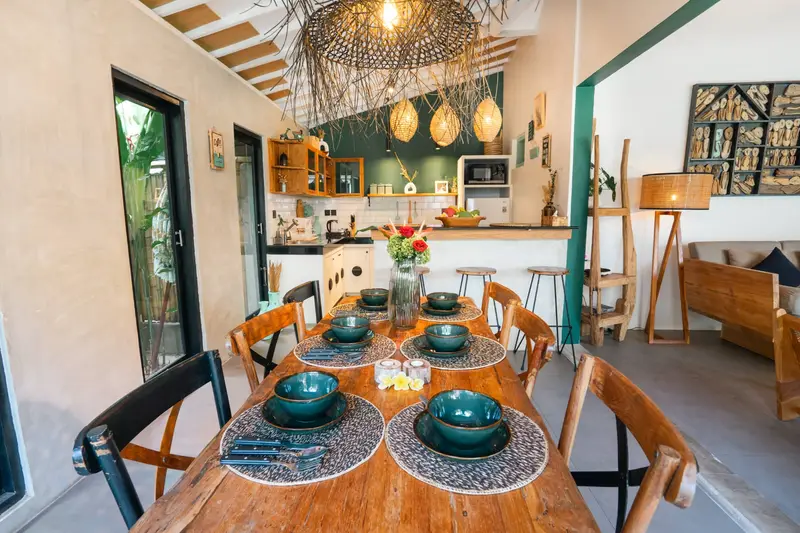 Villa Mint Satu: dining table set for dinner